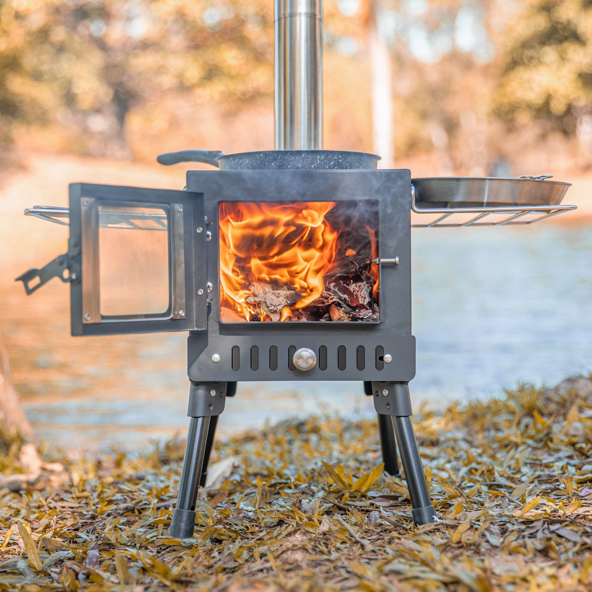 Poêle de camping extérieur Poêle à bois pliable Ensemble de casseroles Poêle de camping extérieur Poêle à bois pliable Ensemble de casseroles